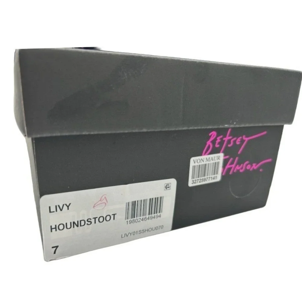 New Betsey Johnson Livy Flats Women's Size 7 Black White Houndstooth Pearl Bow